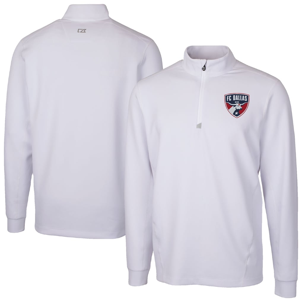  FC Dallas Cutter & Buck Traverse Stretch Eco Quarter-Zip Pullover Top - White